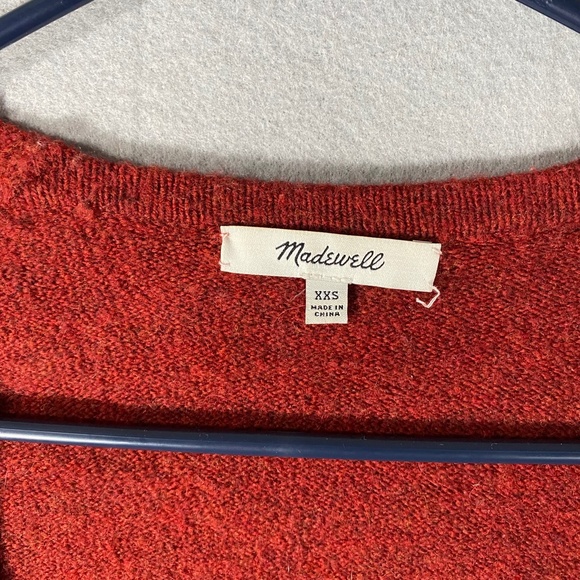 Madewell Cozy Cardigan Sweater Merino Alpaca Wool Pockets Red Womens XXS - Picture 5 of 11